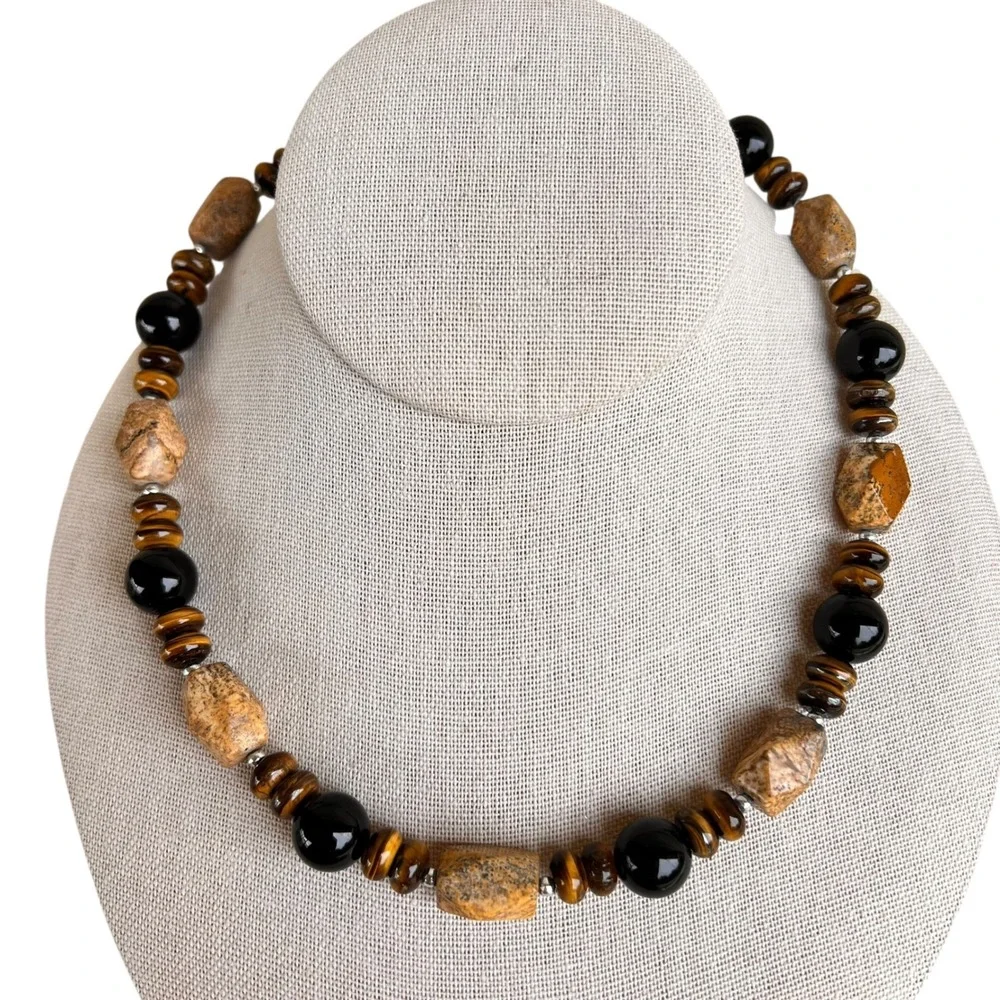 Handmade Natural‎ Multi Stone Beaded Necklace Bracelet Set Boho Jewelry Women